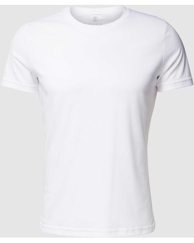 DESOTO T-Shirt mit geripptem Rundhalsausschnitt - Weiß