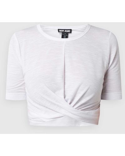DKNY Cropped T-Shirt mit Knotendetail - Weiß