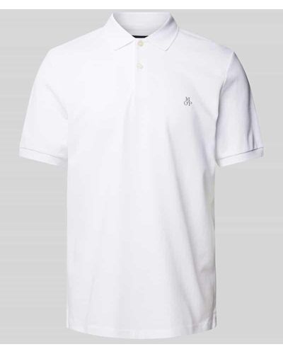 Marc O' Polo Regular Fit Poloshirt mit Label-Stitching - Weiß