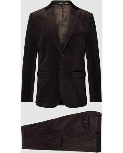 SELECTED Slim Fit Anzug mit Strukturmuster Modell 'BOE' - Schwarz