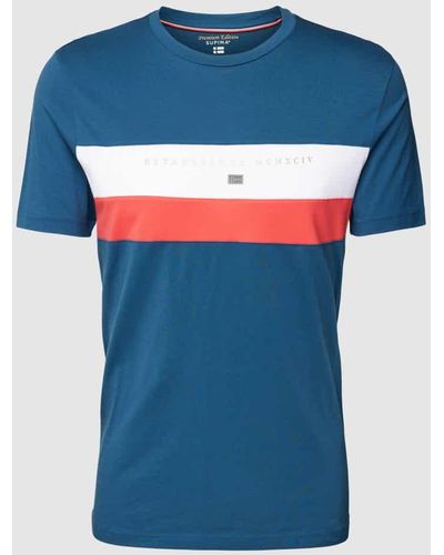 Christian Berg Men T-Shirt mit Kontraststreifen - Blau