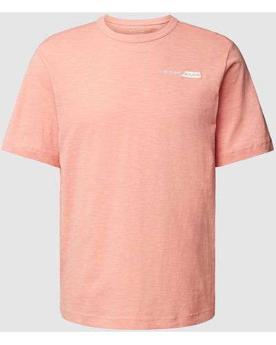 Tom Tailor T-shirt Met Labelprint - Roze