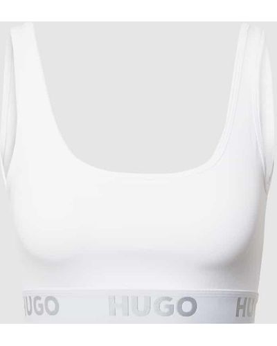 HUGO Bustier mit Logo-Bund Modell 'Bralette Sporty Logo' - Weiß