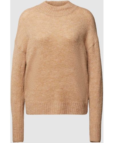 Ichi Gebreide Pullover Met Opstaande Kraag - Naturel