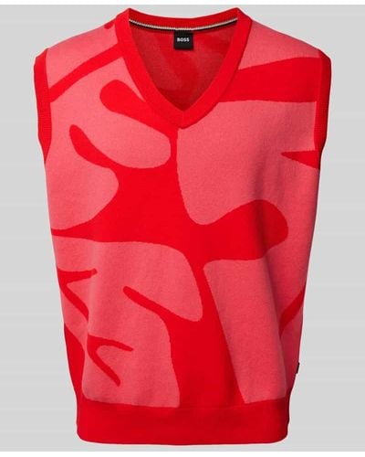BOSS Pullunder mit Allover-Muster Modell 'Torneo' - Rot