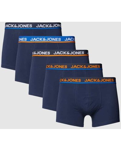 Jack & Jones Trunks mit Label-Print im 5er-Pack - Blau