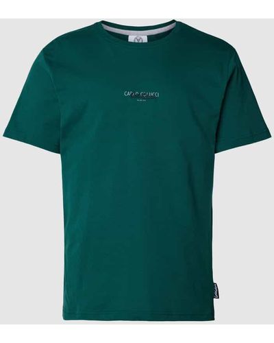 carlo colucci T-Shirt mit Label-Print - Grün