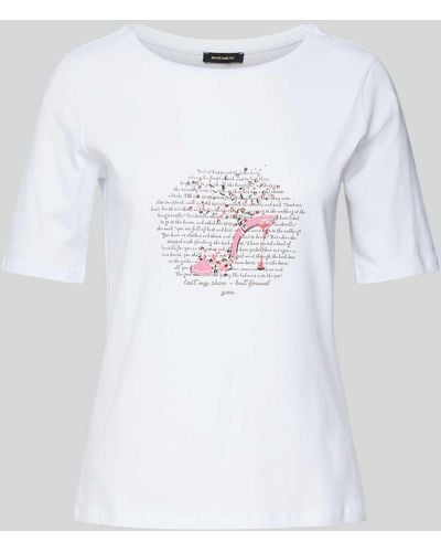 MORE&MORE T-shirt Met Motief- En Statementprint - Wit