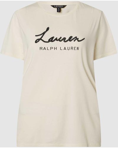 Ralph Lauren Plus Size T-shirt Met Geborduurd Logo - Naturel