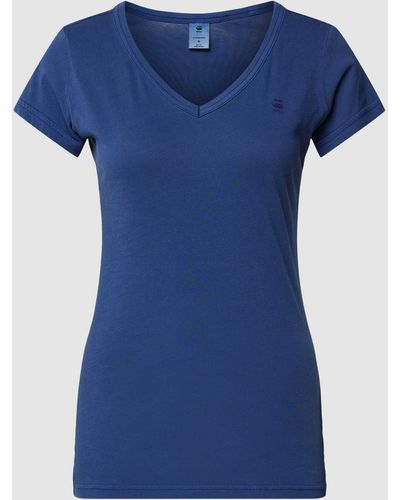 G-Star RAW T-Shirt mit V-Ausschnitt Modell 'Eyben' - Blau