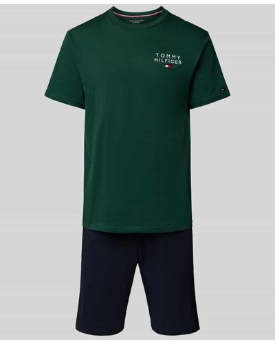 Tommy Hilfiger Pyjama mit Label-Stitching - Grün