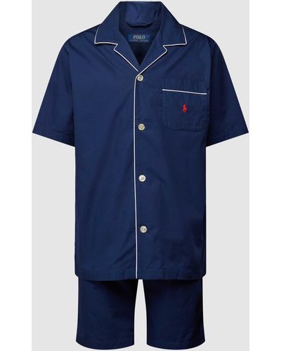 Polo Ralph Lauren Pyjama Met Contrastpaspels - Blauw