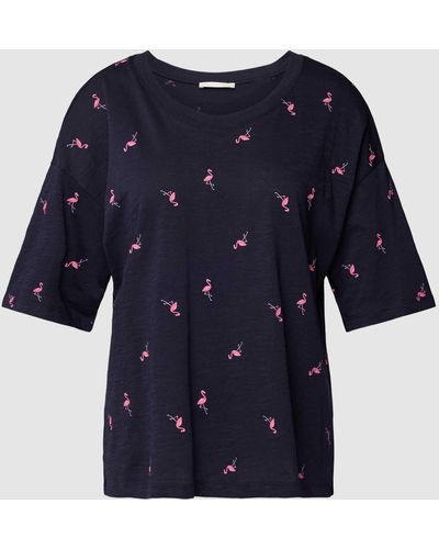 Edc By Esprit T-shirt Met All-over Print - Blauw