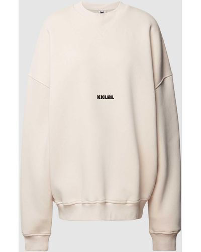 Karo Kauer Oversized Sweatshirt Met Labelstitching - Naturel