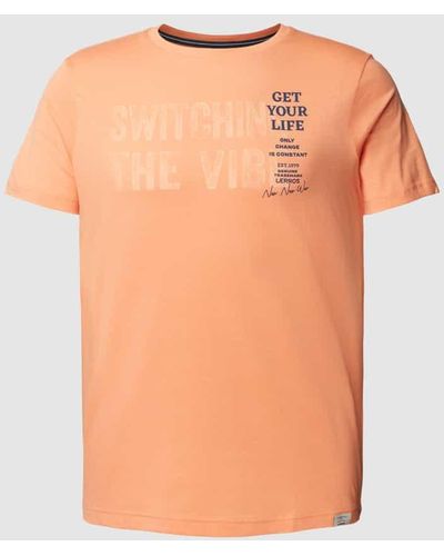 Lerros T-Shirt mit Statement-Print - Orange