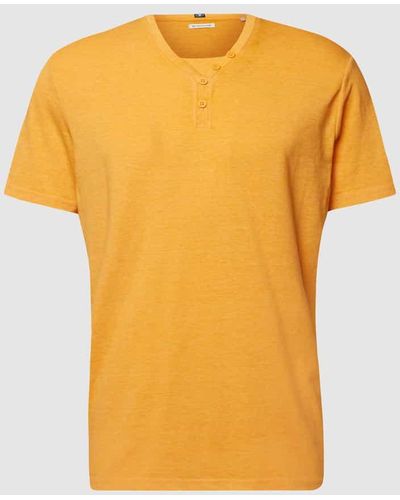 Tom Tailor T-Shirt mit Logo-Stitching - Gelb