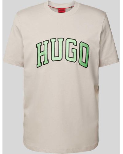 HUGO T-shirt Met Labelstitching - Grijs