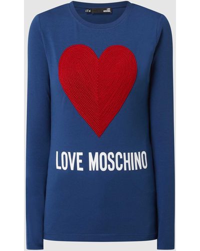 Love Moschino Longsleeve mit Pailletten - Blau