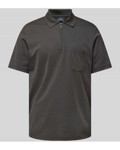 RAGMAN Regular Fit Poloshirt mit Logo-Stitching - Schwarz