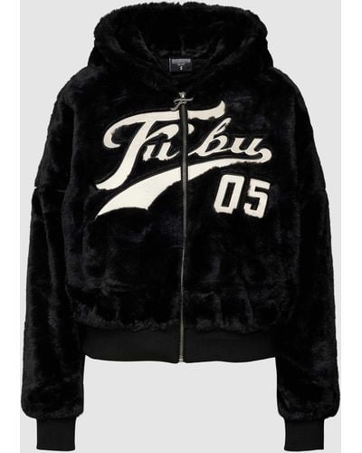 Fubu Jacke mit Kapuze Modell 'Varsity Fur Jacket' - Schwarz