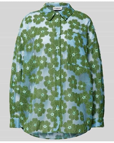 Essentiel Antwerp Semitransparente Bluse mit floralem Muster - Grün