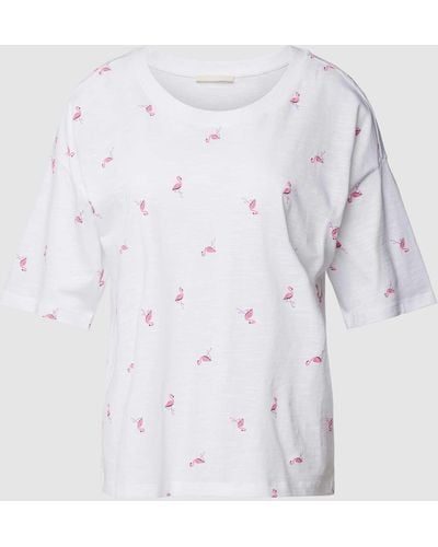 Edc By Esprit T-shirt Met All-over Print - Wit