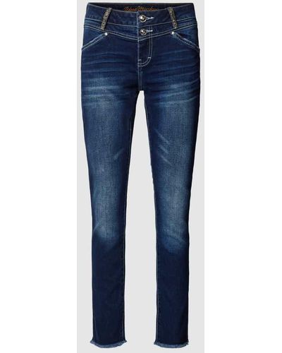 Blue Monkey Slim Fit Jeans mit Ziersteinbesatz Modell 'SANDY' - Blau