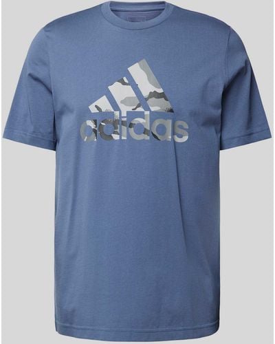 adidas T-Shirt mit Rundhalsausschnitt Modell 'CAMO' - Blau