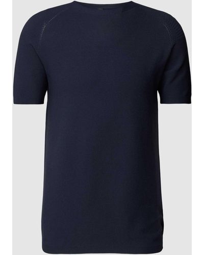 ALPHATAURI T-Shirt mit gerippten Abschlüssen Modell 'FOSOS' - Blau