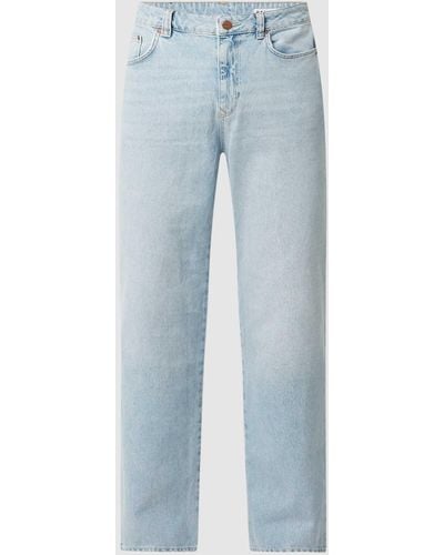 Review Baggy Fit Jeans Met Merkdetail - Blauw