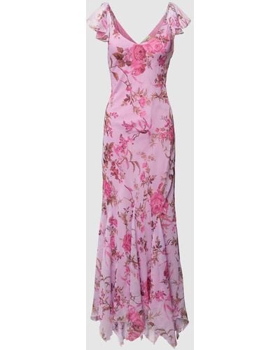 LACE & BEADS Abendkleid mit floralem Print - Pink