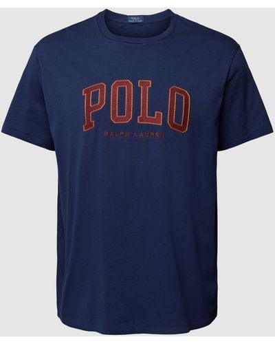Ralph Lauren Plus Size T-shirt Met Logostitching - Blauw