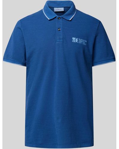 S.oliver Regular Fit Poloshirt Met Labelprint - Blauw