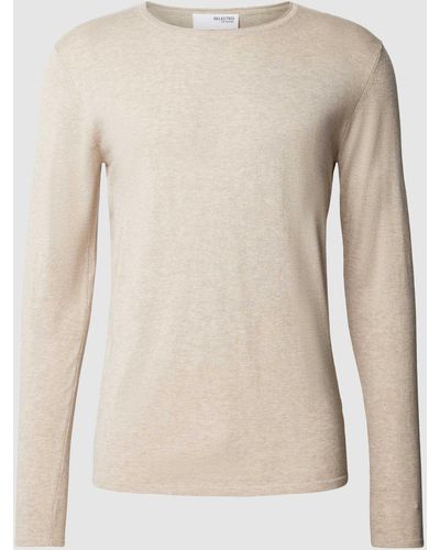 SELECTED Gebreide Pullover Met Ronde Hals - Naturel