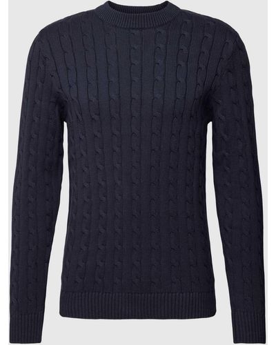 SELECTED Gebreide Pullover Met Kabelpatroon - Blauw