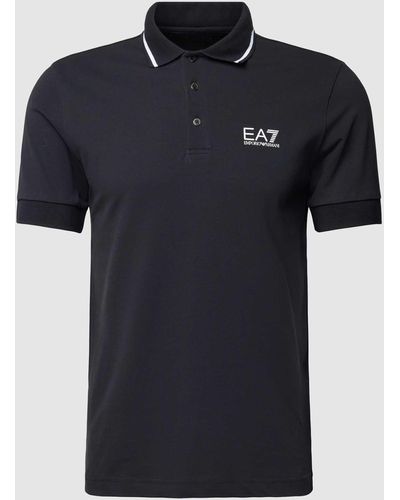 EA7 Poloshirt Met Labelprint - Zwart