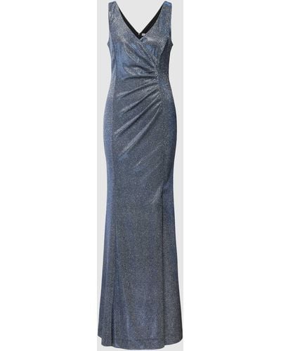 Christian Berg Cocktail Kleid mit V-Ausschnitt - Blau