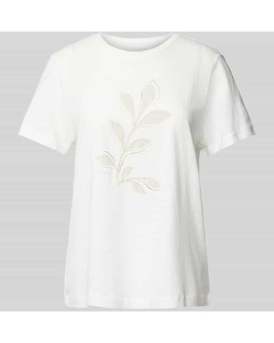 Tom Tailor T-Shirt mit Motiv-Print und -Stitching - Weiß