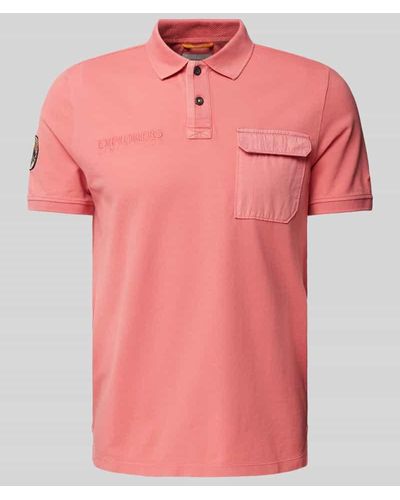 Camel Active Poloshirt mit Label-Stitching - Pink