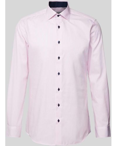 Eterna Slim Fit Zakelijk Overhemd Met Streepmotief - Roze