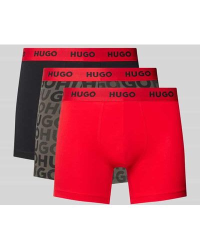 HUGO Boxershorts mit elastischem Logo-Bund im 3er-Pack - Rot