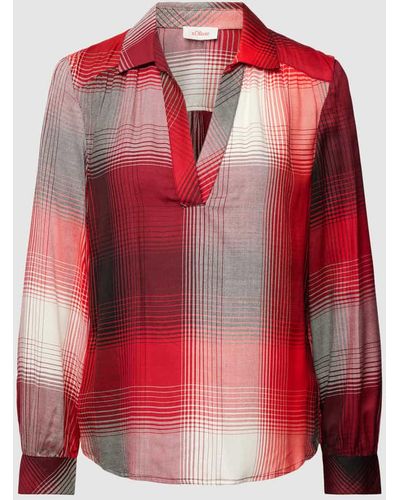 s.Oliver RED LABEL Bluse mit Glencheck-Muster - Rot
