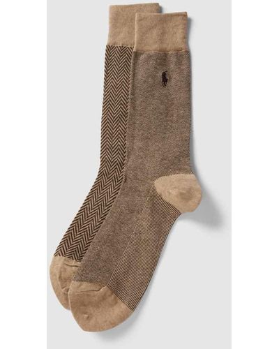 Polo Ralph Lauren Socken mit grafischem Muster im 2er-Pack - Natur