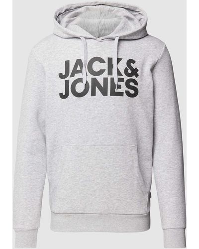 Jack & Jones Hoodie mit Label-Detail Modell 'ECORP' - Grau