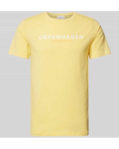 Lindbergh T-Shirt mit Label-Print Modell 'Copenhagen' - Gelb