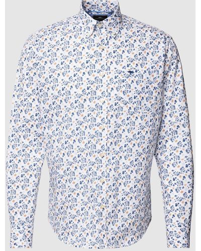 Fynch-Hatton Slim Fit Vrijetijdsoverhemd Met Logodetail - Blauw
