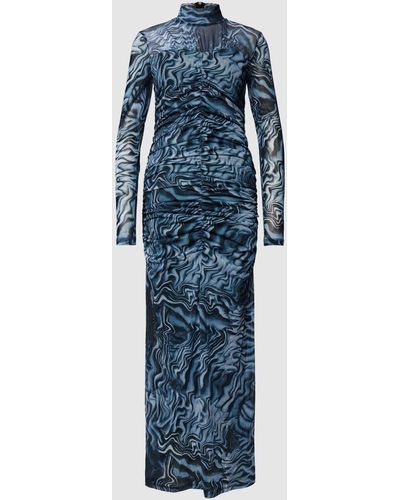 Gestuz Kleid mit Allover-Print und Raffungen - Blau