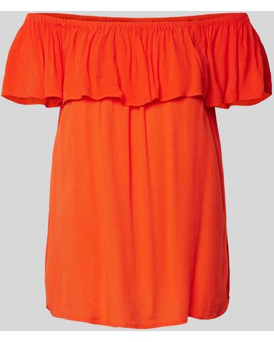 Ichi Off-schouder Blouse Met Volant - Oranje