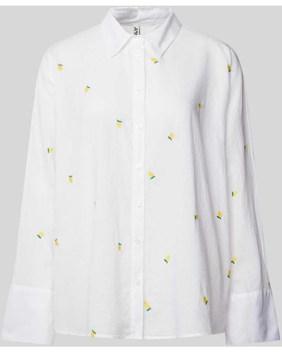 ONLY Bluse mit Motiv-Stitching Modell 'NEW LINA GRACE' - Weiß
