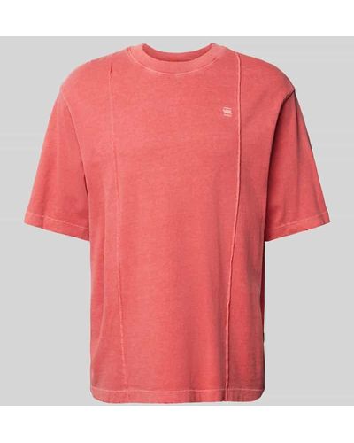 G-Star RAW T-Shirt mit Label-Stitching - Pink